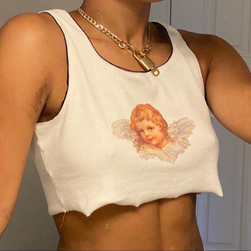 Adika Style White BabyAngel Cropped Tank Top